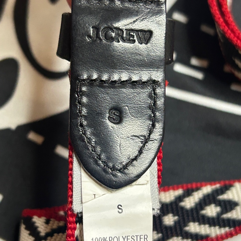 J.Crew Southwestern Woven Belt Black Red Geometric Navajo Tribal Pattern Small - Picture 7 of 9